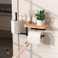 Wall-Mounted Wooden Bathroom Stand Hygiene Paper Holder Phone Stand Towel Roll Storage Shelf Wood Accessory for Bathrooms