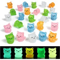 5/10pcs Luminous Mini Resin Cat Figures Glow in The Dark Cats Animals Tiny Ornaments for DIY Fairy Garden Glass Container