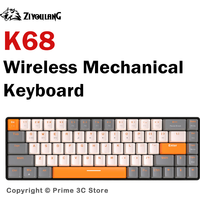 K68 Wireless Gaming Mechanical Keyboard 68 Keys Bluetooth 5.0 2.4G Hot Swap Red Switch Compact No Backlight for Win Mac