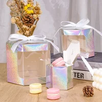 10pcs Hexagon Cake Box with Clear PVC Window Candy Boxes Presents Flowers Sweets Packge Birthday Gift Box Packaging Paper Bags