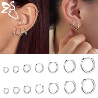 ZS 1 Piece 20G 925 Sterling Silver 4MM-10MM Minimalist Classic Huggies Earrings Helix Cartilage Conch Piercing Jewelry