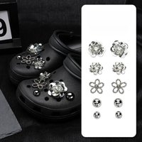 Handmade Sequin Flower Shoe Charms Set Creative DIY Sparkly Glitter Crystal Blossom Detachable Summer Hole Shoe Decorations