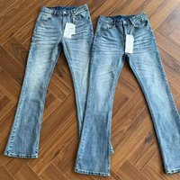 American Style Slim Fit Light Blue Elastic Flared Jeans Men's Washed Versatile Casual Pants Couple's Slimming Long Trousers