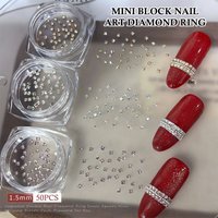 50pcs/Box Shiny White Zircon Rhinestones Nail Charms Mini Square Nails Gemstones Flatback Nail Art Craft Diamonds Decoration
