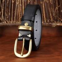 2.8cm Retro Female Real Thick Genuine Leather Belt Copper Pin Buckle Women Cowskin Jeans Belt Girl Simple Ladies Waist Strap