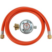 Gas Regulator Pressure Regulator 50 Mbar + Gas Hose 150 Cm 1/4 Inch Left Thread Operating Pressure for Camping