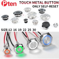 1PCS12/16/19/22/25/30mm Short Stroke Mini Waterproof Metal Push Button Switch Power Led Light Momentary 5/12/24/220V black1NC1NO