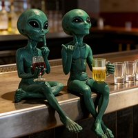 1Pc Green Alien Resin Figurines, Space Decor for Living Room Bedroom Office Desk Bookshelf, Gift for Sci-Fi Fans, Quirky Sculpture
