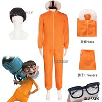 Movie Vector Costume Cosplay Orange Jakect Pant Glasses Outfits Set Mushroom-shaped Wig Halloween Fancy Suit Party Suit