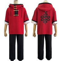 HOLOUN Gokurakugai Manga Anime Alma Cosplay Costume Wig Red Hoodie Black Pants Casual Daily Wearing Rose Net Halloween Christmas