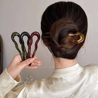 U-Shaped Hair Stick Fashion Tortoiseshell Acetate Hairpin Women Geometric Headwear Fork Girls New Hair Clips Accessories