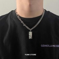 Titanium Steel Split Pendant Necklace For Men Woman Trend Hip Hop Spliced Sweater Chain Kpop Street Punk Luxury Unisex Jewelry
