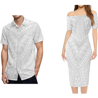New mother day Polynesian white Dress Side Slit Maxi Dress Women Sexy Elegant White print one shoulder Dress Ladies