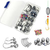 Round Jig Head, Jig Head Hooks for Freshwater Saltwater Fishing, Swimbait Jig Heads with Fishing Box for Trout Bass Fishing, Cra