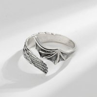 Retro Half Angel Half Demon Wings Creative Ring For Men Women Punk Gothic Open Ring Handmade Jewelry Unisex Accessories Lovers