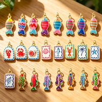 3pcs cute enamel hand painted fish crayfish ocean series charms pendant Jewelry Making DIY Barcelet Necklace Earring Accessories