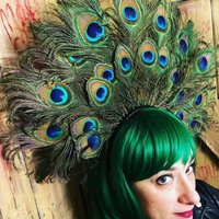 Peacock Feather Crown Mardi Gras Headband Showgirl Headdress Burlesque Costume Festival Wear Art Deco 1930's Disco Burning Man