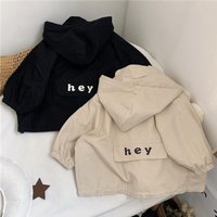 2-7 Years Spring Autumn Boys Hooded Jacket Letters Fashion Handsome Children's Windbreaker Coat Long Sleeves Zipper Outerwear