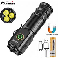Lampe torche LED haute luminosité 3x, rechargeable USB Type-C, portable, avec clip magnétique, pour réparation automobile, lampe de poche pour sac à dos, lumière stroboscopique