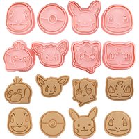 8pcs pokemon cookie cutter Plastic 3D Cute Cartoon Pikachu Pressable Biscuit Mold Cookie Stamp Kitchen Baking Pastry Bakeware