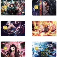 Demon Slayer Anime Bank Credit Cards Kamado Tanjirou Pass Stickers Decoration Waterproof Scratch Resistant Stickers Gifts