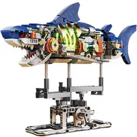 Shark parrot Deep Sea Creature Building Kit Mechanical Shark Sea Creature Building Blocks Set Creative Gifts for Girls and Boys