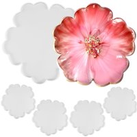 Large floral coaster resin molds, 1 large piece +4 small silicone flower-shaped coaster molds, DIY resin coasters, home decorati
