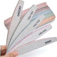 10Pcs Professional Nail File 80/100/150/180/240 Sandpaper Strong Thick Sanding Half Moon Lime Nail Accessories and Tools