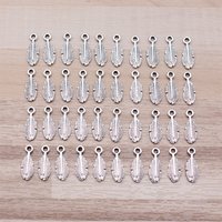 IFOCUS 40pcs/Lot Feather Charms For DIY Jewelry Making Zinc Alloy 12x5mm/0.47x0.2inch