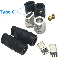 Type-C Plug Shell for Case Data Cable Plug Metal DIY Accessories Silicone Wire Male Terminal Housing Silvery/Black USB Shell