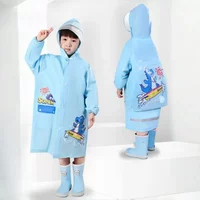 Cute Kids Raincoat PVC Waterproof Children Dinosaur Unicorn Rain Poncho Rain Coat Jacket With Backpack Position Student RainWear