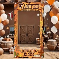 A vivid cowboy girl party banner - "Wanted" design, with a Western theme, suitable for birthdays, baptisms and photo props