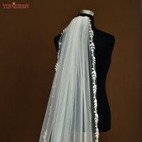 TOPQUEEN V129 Lace Wedding Veil 3 Meters Long Velo De Novia White Ivory Wedding Veil Thin Lace Church Veil Can Be Customized