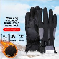 AliExpress Cross-border Winter Men's Ski Gloves Thickened Warm-keeping Outdoor Cycling and Sports Gloves Touch-screen and Fleece-lined