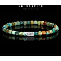 4mm Natural Turquoise Reiki Healing Bracelet, Faceted Multicolor Stone Beaded Bohemian Yoga Jewelry for Men Women, Handmade Gift