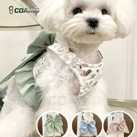Adjustable Cute Floral Dog Harness with Bow Soft Padded Pet Vest Harness for Small Dogs Chihuahua Maltese Yorkie