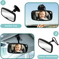 Shatterproof Baby Car Mirror, 360° Adjustable Wide Angle Rear View Mirror, 2-in-1 Mount for Safe Infant Observation While Drivin