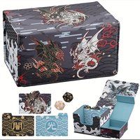 100+side inserted magnetic drawer box, high-quality leather card box with 3 leather divider cards included