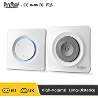 VERYHOME Wireless Doorbell with Large Button, 500ft Range, IP44 Waterproof, LED Night Light, Loud Chime, New Chip, Home Security