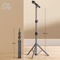 Microphone Boom Tripod Stand 1.7 2.1M Mic Tripod Bracket 66CM Crossbar Arms With Clip And Phone Holder