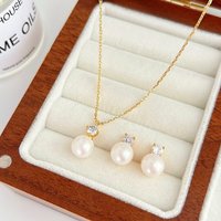 3Pcs Women's Jewelry Set, Simple and Luxurious Style, with Zircon and Faux Pearl Necklace, Pendant, and Earrings, Suitable for Daily Wear, Parties, Dates, Weddings, Birthday Gifts, Mother's Day Gifts,