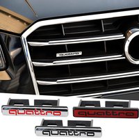 3D ABS Chrome Black Logo Quattro Emblem Car Front Grill Badge Valve Cap for Audi Sline Quattro A1 S5 A3 A4 RS A5 A6 TT A8 8P Q5