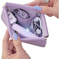 PU Leather Simple Mini Lipstick Makeup Storage Earphones Bag Waterproof Dustproof Large Capacity Multi-layer Partition Portable