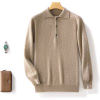 Honeycomb Polo Collar Wool Sweater Men's Long Sleeved Pullover Sweater Business Casual Versatile 100% Wool Knitted Sweater