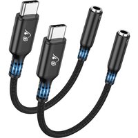USB Type-C to 3.5mm Female Headphone Jack Adapter, USB-C to AUX Audio Cable, Hi-Fi Sound Quality, Male-to-Female Adapter