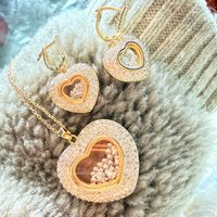 Trendy Lover Heart Wedding Necklace Earrings For Women Full Cubic Zirconia Bridal Jewelry Sets pendientes mujer moda S1256