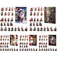 24 Days Christmas Countdown Calendar 2D Acrylic Cute Christmas Advent Calendar Cartoon Hanging Decorations Christmas Decor