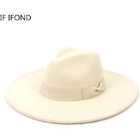 Big Wide Brim Women Hats 2021 Winter Autumn Ladies Elegant Retro Felt Fedora Hat Wedding Church Dress Formal Hat