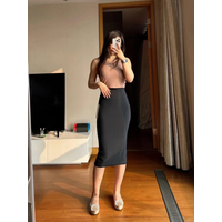 LULU FLORA Hip hugging skirt, half body skirt, high elasticity, high waist yoga, spring and summer mid length, retro nude style