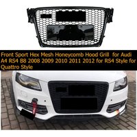 Front Sport Hex Mesh Honeycomb Hood Grill for Audi A4 RS4 B8 2008 2009 2010 2011 2012 for RS4 Style for Quattro Style